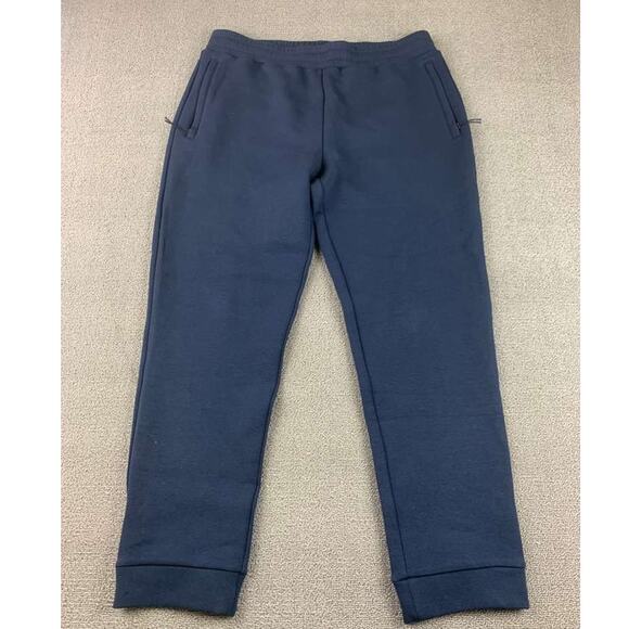 Calvin Klein Sweatpants Joggers Men M Navy Zip Pockets Cuffed Hem Elastic Waist - Picture 1 of 7